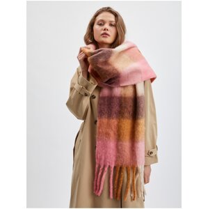 Orsay Pink-Brown Ladies Checkered Scarf - Ladies
