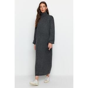 Trendyol Anthracite Midi Knitwear Soft Textured Dress