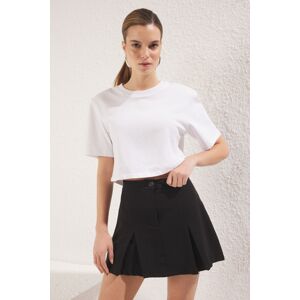 Trendyol Black Woven Pleat Detail Short Skirt