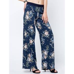 Swedish trousers decorated with a print in navy blue roses