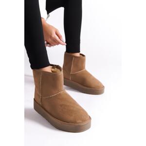 Capone Outfitters Capone Women's Sheepskin Mid-Length Boots with Round Toes.