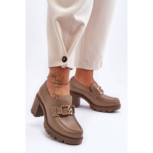 Boto Elegant Heeled Shoes With Decoration Dark Beige Harmell