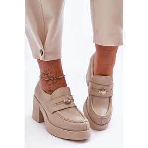 Boto Women's Leather Half-Boots on Heel Beige Dunadia