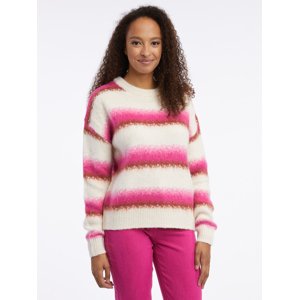 Orsay Pink-cream women's striped sweater with mixed wool - Women