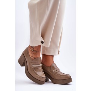 Boto Leather Half-Boots On A Heel With Decoration Dark Beige Gelanor