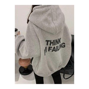 Know Women's Gray Oversize M Printed Sweatshirt
