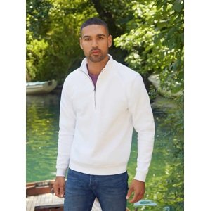 White Men's Zip Neck Sweat Fruit of the Loom