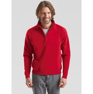 Red Men's Zip Neck Sweat Fruit of the Loom