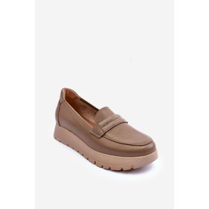 Boto Leather Platform Shoes with Ornamentation Beige Lehira