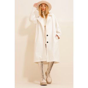 Trend Alaçatı Stili Women Ecru Cachet Unlined Long Coat