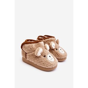 Boto Children's fleece slippers with bear beige Eberra