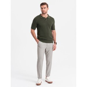 Ombre Men's REGULAR FIT chino pants with elastic waistband - gray-beige