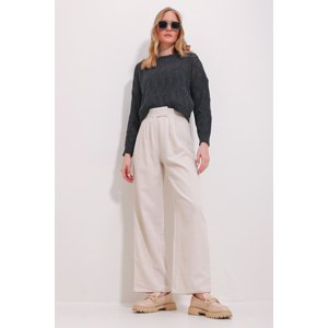 Trend Alaçatı Stili Women's Light Beige Turn-On Palazzo Trousers