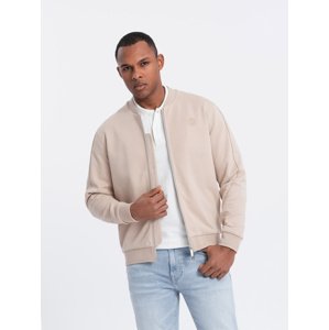 Ombre Men's lightweight bomber jacket with logo lining - light beige
