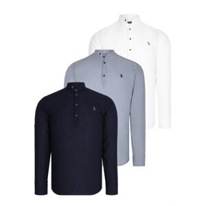 TRIPLE SET G783 DEWBERRY JUDGE COLLAR SHIRT-NAVY BLUE-WHITE-GREY