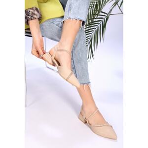 Shoeberry Women's Aspetto Nude Heels Shoes - Slippers