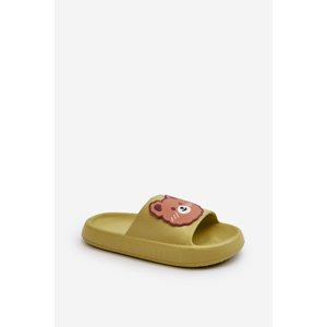 FK1 Children's Lightweight Slippers With Bear Green Lindeheta