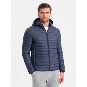 Ombre Men's quilted bagged jacket - navy blue