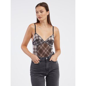 Brown and White Women's Patterned Diesel Bodysuit