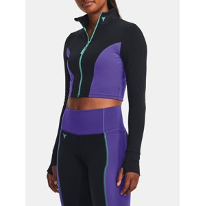 Under Armour Pjt Rck LetsGo Crop FZ Black and Purple Sports Crop Top Top