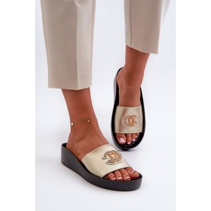 S. BARSKI Women's Black Leather Slides with Decoration S.Barski