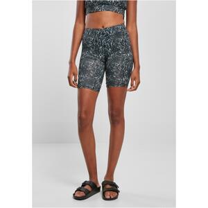 Women's high-waisted cycling shorts with tie - black/white