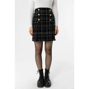 10219 Dewberry Plaid Tweed Women Mini Skirt-BLACK