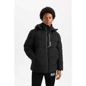 DEFACTO Fit Water Repellent Puffer Jacket Slim Fit Slim Cut Hooded Zippered Pocket