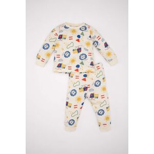 DEFACTO Baby Boy Pajama Set Printed Combed Cotton Long Sleeve Top Elastic Waist Long Bottom