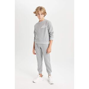 DEFACTO Boy 2-Piece Set Crew Neck Printed Sweatshirt Elastic Waist Jogger Tracksuit Bottoms