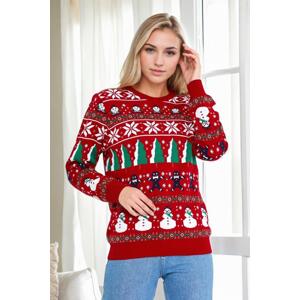 88147 Dewberry Christmas Womens Sweater-RED-1