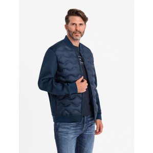 Ombre Men's quilted bomber jacket - navy blue