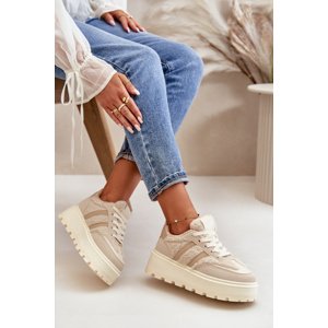 Boto Warm Women's Platform Sneakers with Fur Beige Daivlene