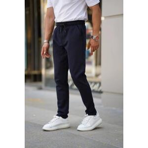 28229 Dewberry Elastic Lace Mens Jogger Pants-NAVY BLUE