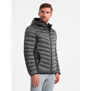 Ombre Lightly insulated quilted men's jacket with satin trim - graphite