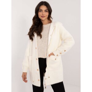 Ecru women's alpaca coat with pockets