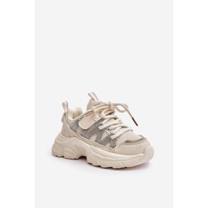 Children's sneakers with crystals beige Rianalla