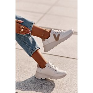 Women's Leather Sports Shoes Vinceza Beige