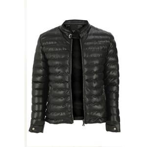 74456 Dewberry Slim Fit Puffer Mens PU Jacket-BLACK