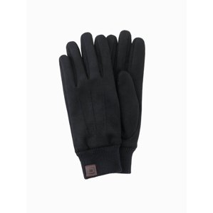 Ombre Men's eco suede gloves with welt - black