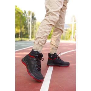 Riccon Black Red Unisex 3d Rubber Trekking Boots 00128020