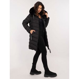Black long winter jacket with hood
