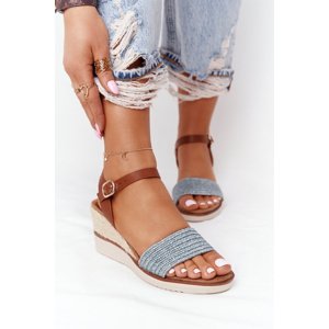 PE1 Wedge Sandals With Braids Blue Tenerife