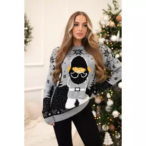 Christmas sweater with Santa Claus gray