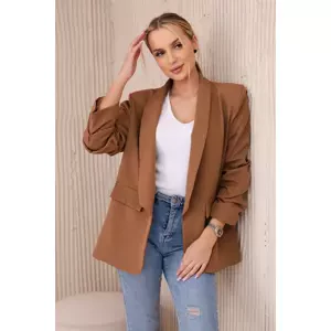 Elegant jacket with dark camel lapels