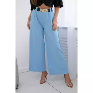 Wide-leg viscose trousers in blue