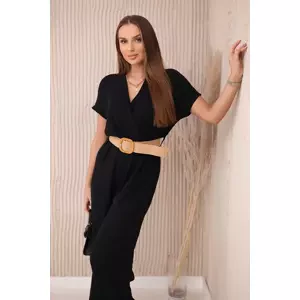Jumpsuit with decorative belt at the waist black