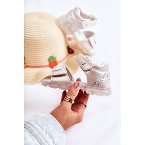 PE1 Comfortable Children's Sandals With Decoration Silver Cayo