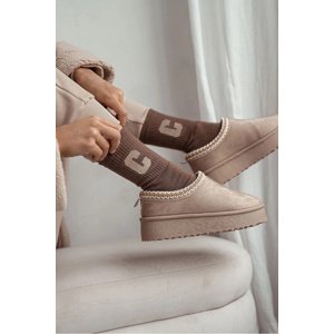 Milena Women's frosted socks with letter C brown
