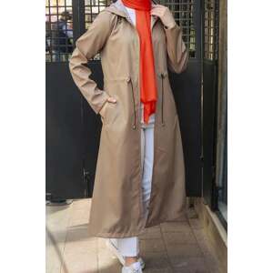 63777 Dewberry Hooded Women Trenchcoat-BEIGE